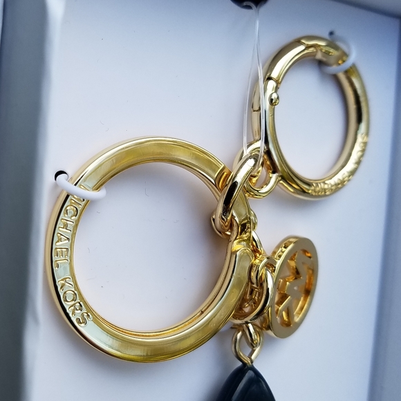 MICHAEL Michael Kors Keychain Flora Grommet Admiral Blue Gold Tone Hardware NWT - Picture 5 of 10